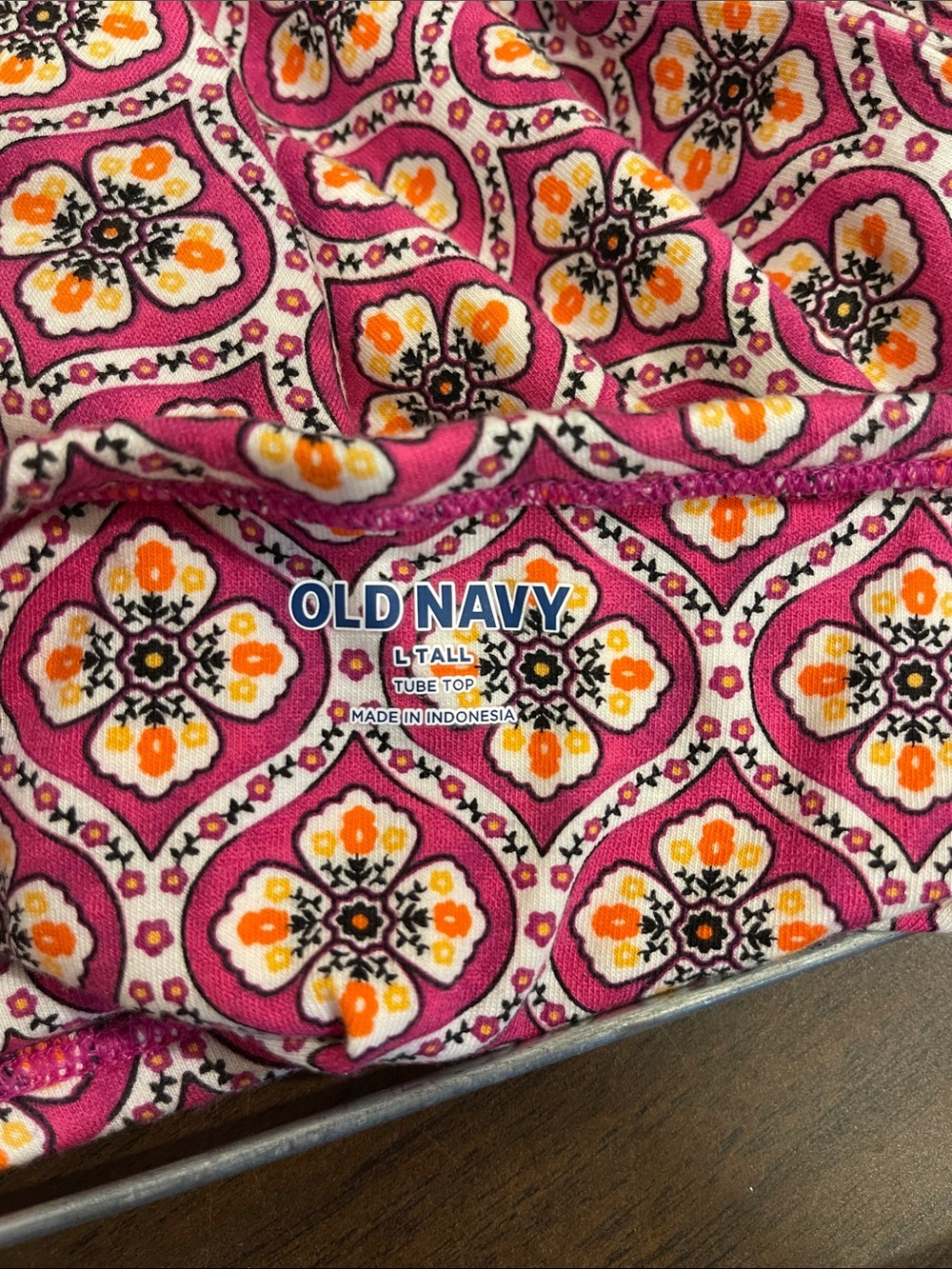 Old Navy Pink and Orange Floral-Pattern Tube Top - Picture 5 of 7